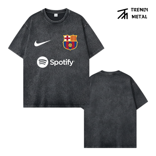 Acid Wash FC Barcelona Oversized Drop Shoulder